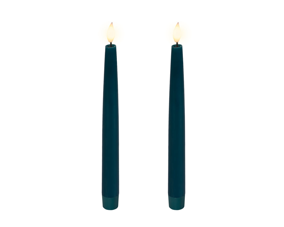 Kaemingk LED Waxed Dinner Candle Tapered Emerald