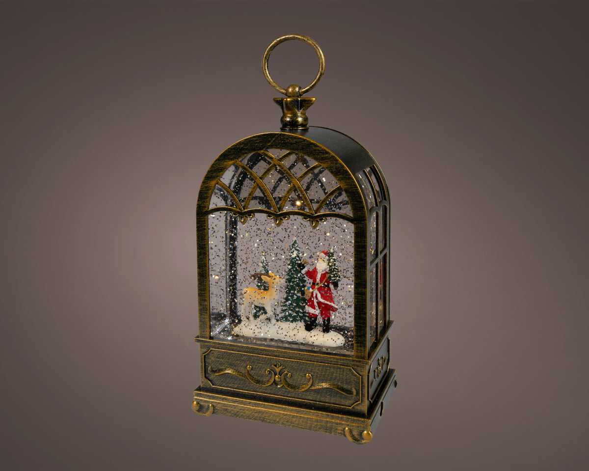Kaemingk Waterspinner Lantern with Santa Scene and Motion – 24cm