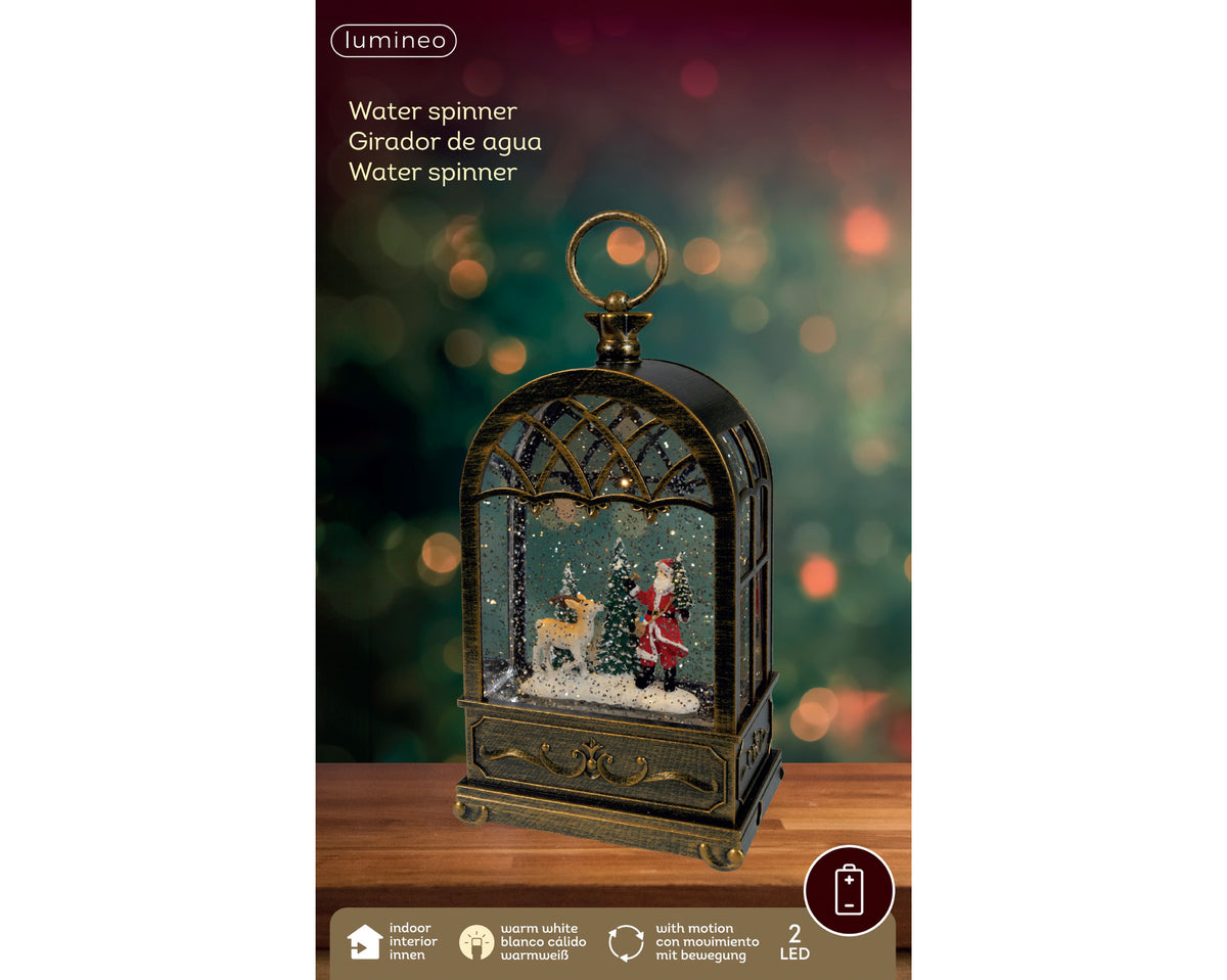 Kaemingk Waterspinner Lantern with Santa Scene and Motion – 24cm