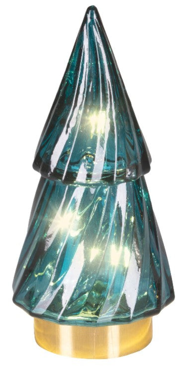 Kaemingk Emerald Glass tree with LED lights 13cm tall A