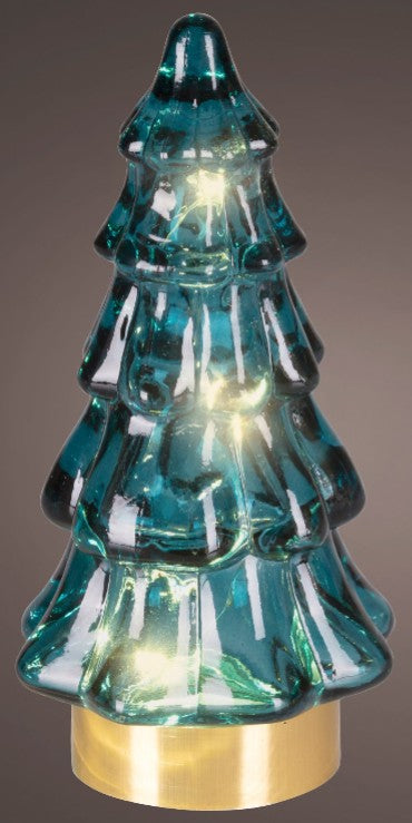 Kaemingk Emerald Glass tree with LED lights 13cm tall B