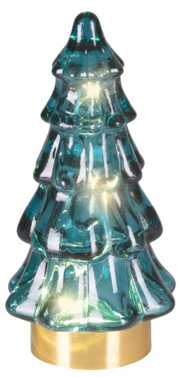 Kaemingk Emerald Glass tree with LED lights 13cm tall B