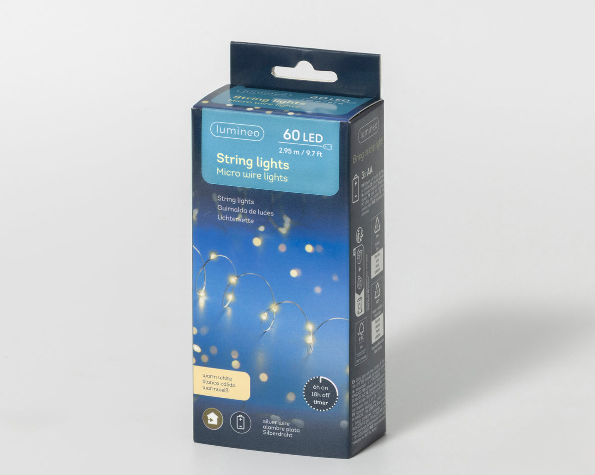 Kaemingk Micro LED String lights Silver/ Warm White 295cm