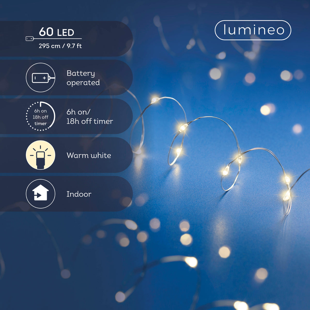 Kaemingk Micro LED String lights Silver/ Warm White 295cm