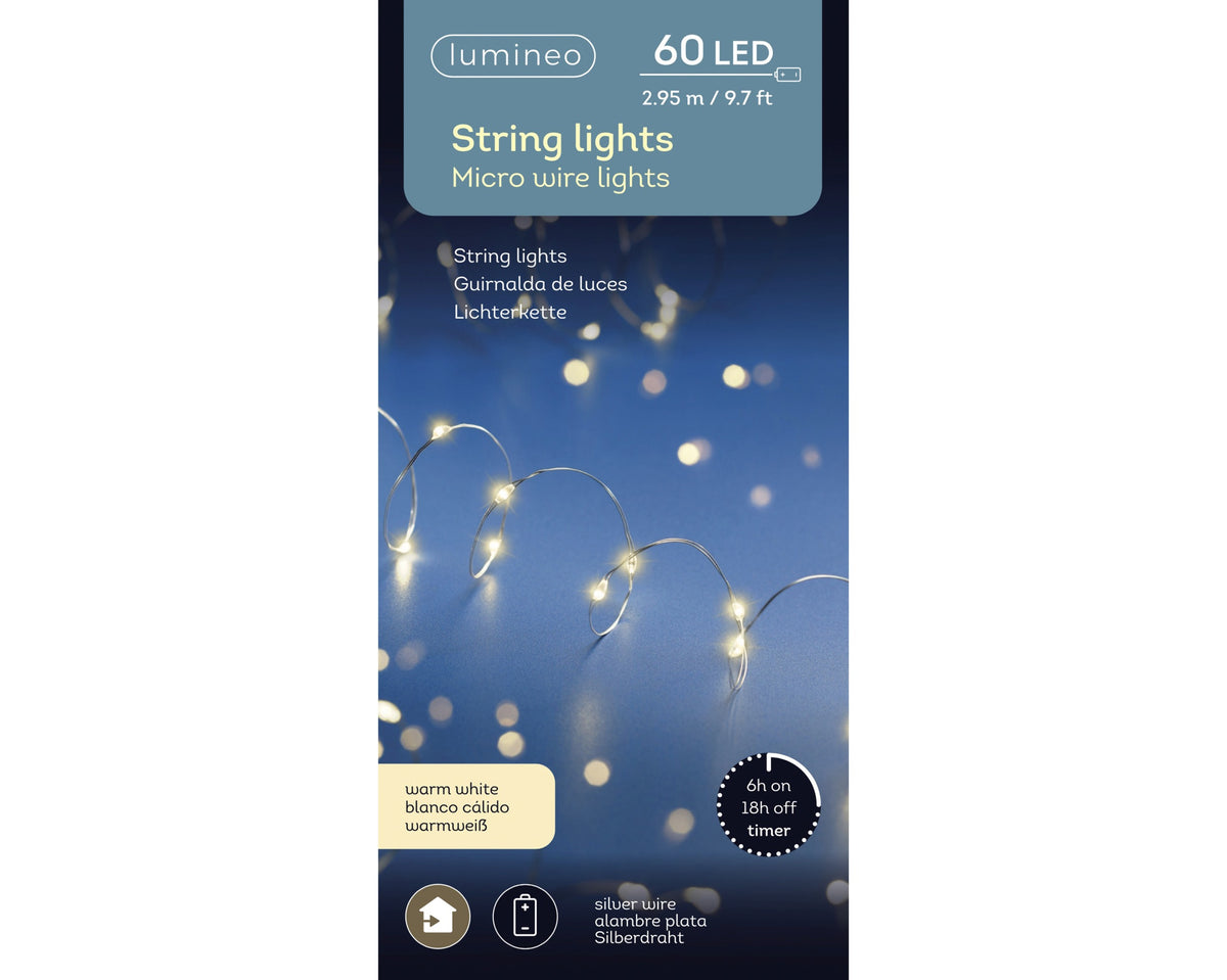 Kaemingk Micro LED String lights Silver/ Warm White 295cm