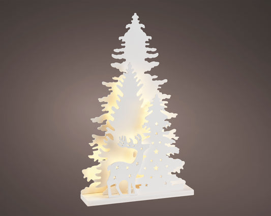Kaemingk LED Scenery Plywood Tree With Deer Indoor W22-H36cm