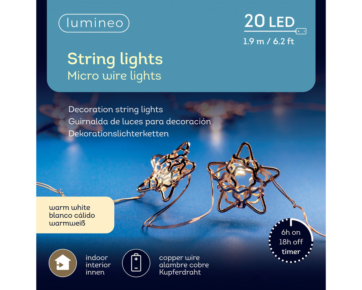 Kaemingk Micro LED Deco String Lights Steady L190 Warm White. Copper B
