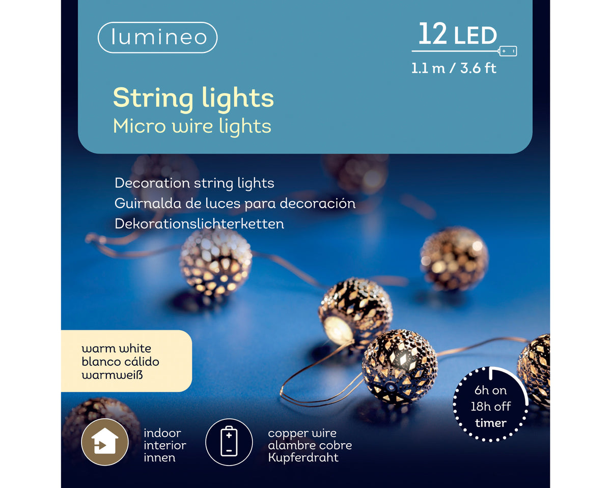 Kaemingk Micro Led Stringlights Pearls Silver/Warm White 110cm