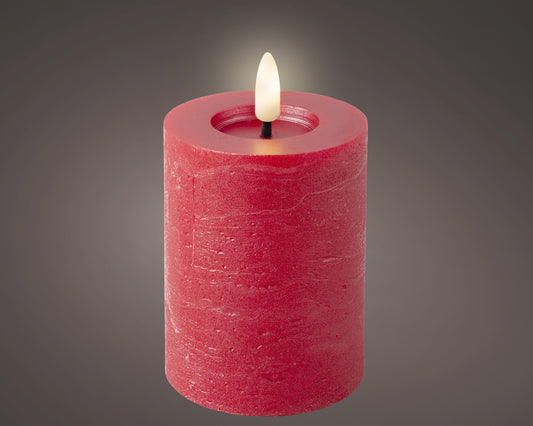 Kaemingk LED Wick Candle Wax Flat Top With Steady Flame Indoor Red 7cm x 11.2cm