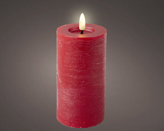 Kaemingk LED Wick Candle Wax Flat Top With Steady Flame Indoor Red 7cm x 15cm