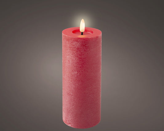 Kaemingk LED Wick Candle Wax Flat Top With Steady Flame Indoor Red 7cm x 19cm
