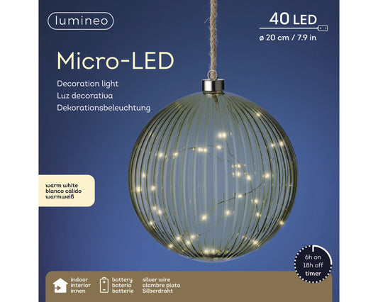 Kaemingk Micro LED ball steady BO indoor 20cm Green / Warm White