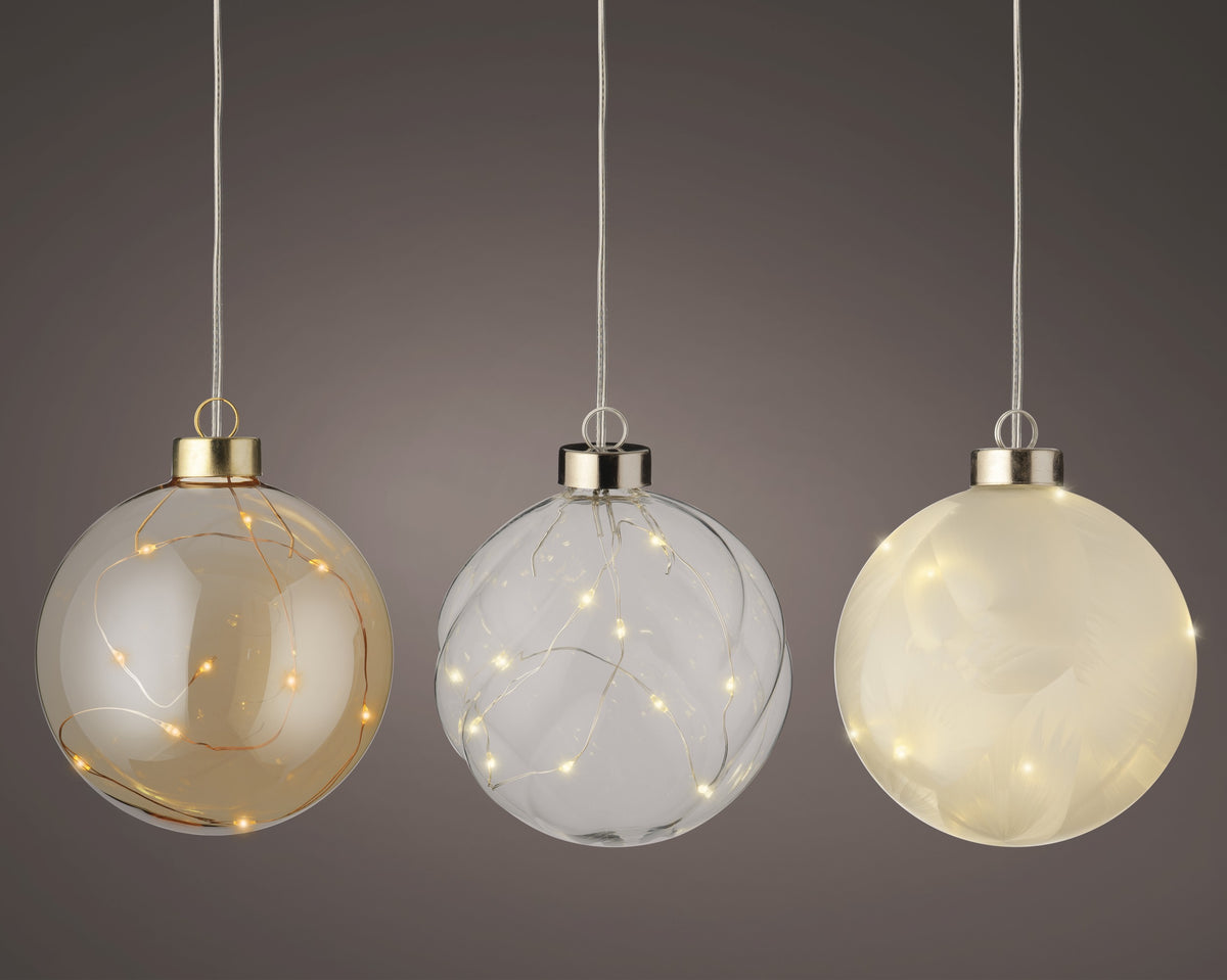 Kaemingk Micro LED Ball 10cm 3 Assorted Colours