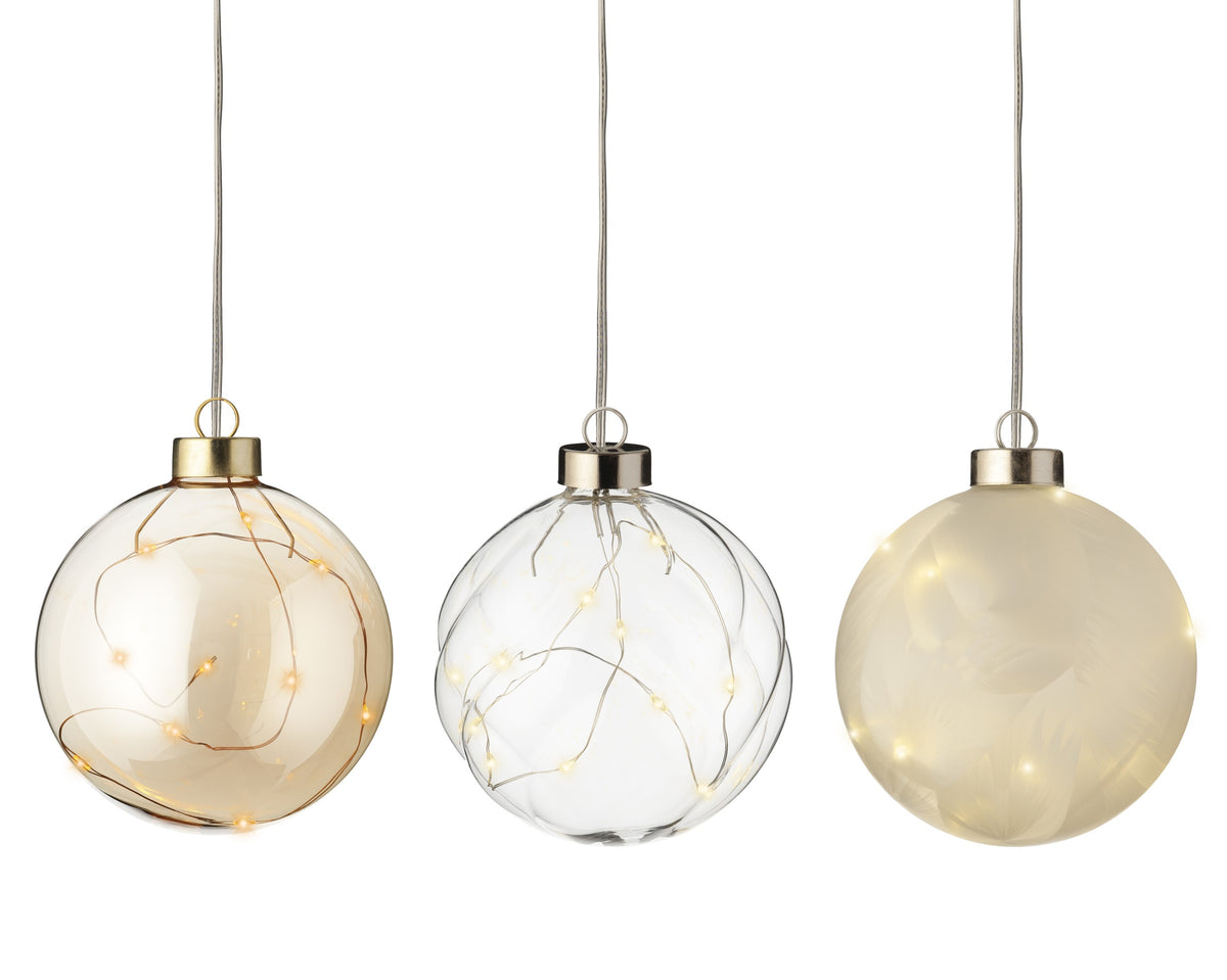 Kaemingk Micro LED Ball 10cm 3 Assorted Colours
