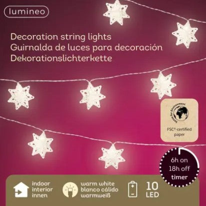 Kaemingk LED Deco String Lights Paper Snowflake Steady Indoor 225cm