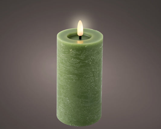 Kaemingk LED Wick Candle Wax Flat Top With Steady Flame Indoor Green 7cm x 15cm