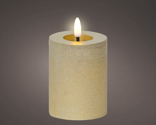 Kaemingk LED Wick Candle Wax Flat Top with Pit Steady Indoor Cream 7cm x 11.3cm