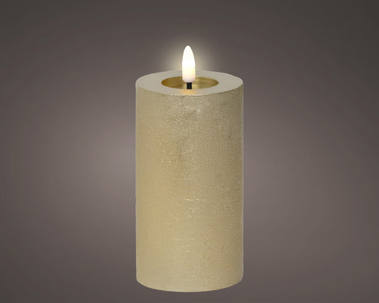 Kaemingk LED Wick Candle Wax Flat Top with Pit Steady Indoor Cream 7cm x 15cm