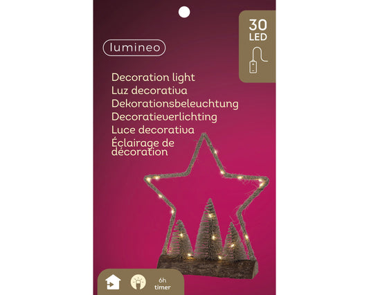 Kaemingk Micro LED Star Table Light Jute Steady Indoor 32cm