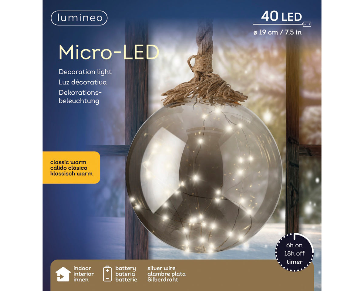 Kaemingk Micro LED Decoration Light Ball Smokey classic warm