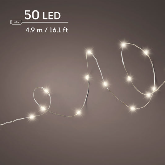 Kaemingk - Duracharge Rechargable 50 LED - Micro Twinkle 4.9m (IN/OUT Door) - Warm White - In/Out Door