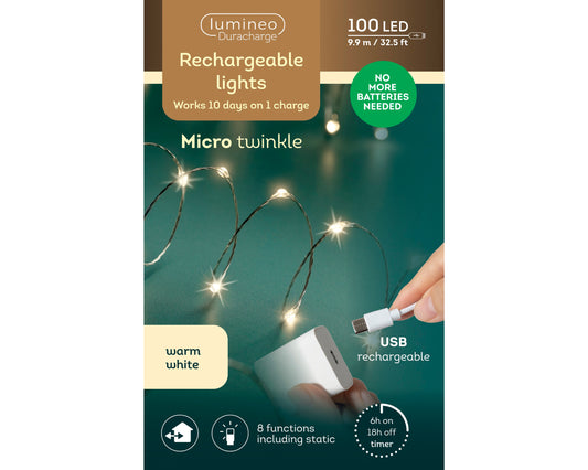 Kaemingk Micro LED Duracharge 8 Function Twinkle Outdoor 990cm