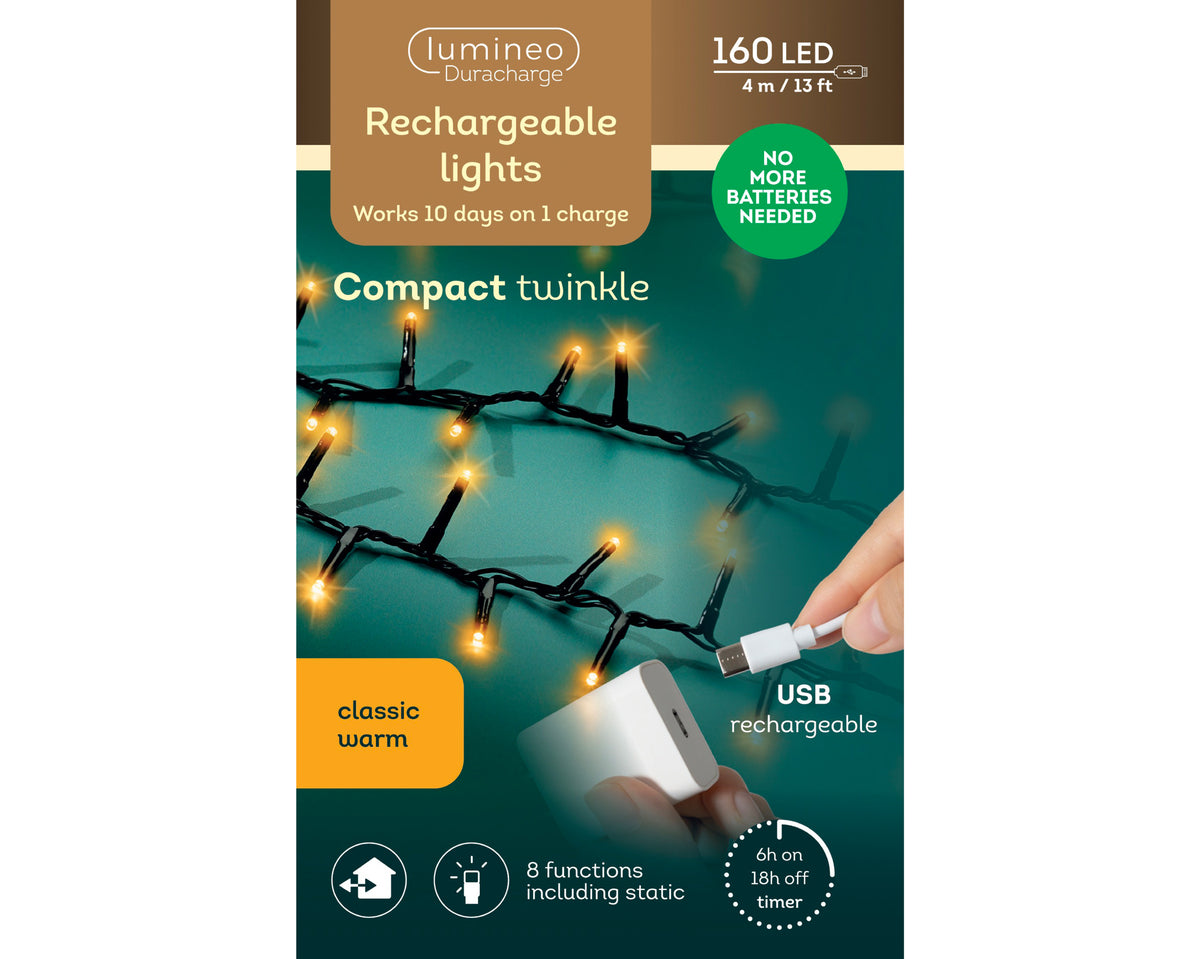Kaemingk Micro LED Duracharge Compact Lights 8 Function Twinkle Effect Outdoor 400cm a