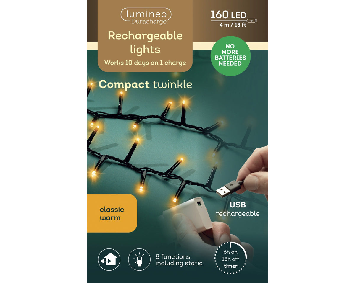 Kaemingk Micro LED Duracharge Compact Lights 8 Function Twinkle Effect Outdoor 400cm a