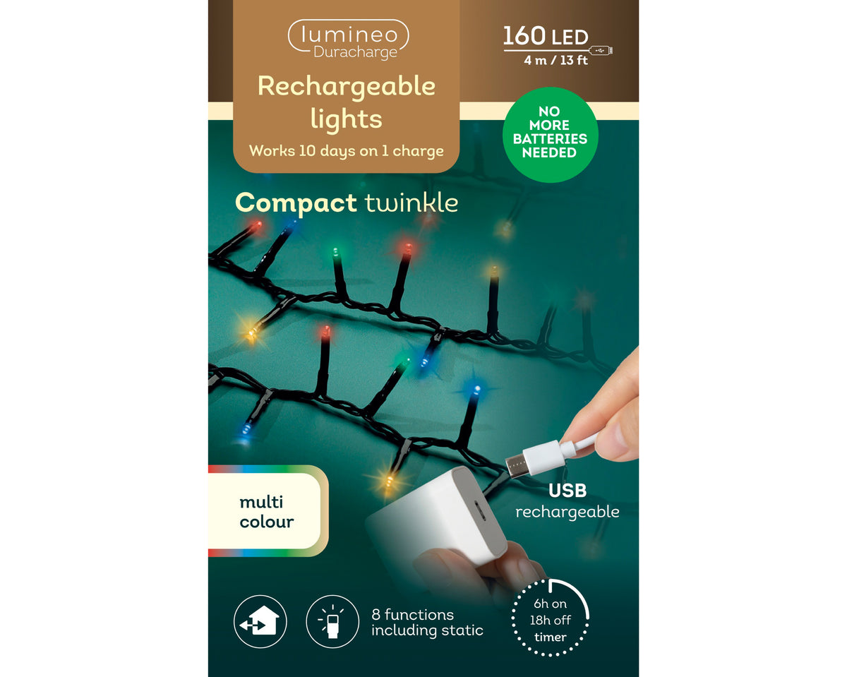 Kaemingk Micro LED Duracharge Compact Lights 8 Function Twinkle Effect Outdoor 400cm b