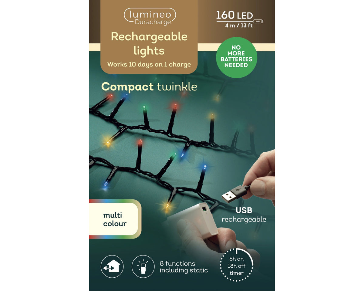 Kaemingk Micro LED Duracharge Compact Lights 8 Function Twinkle Effect Outdoor 400cm b