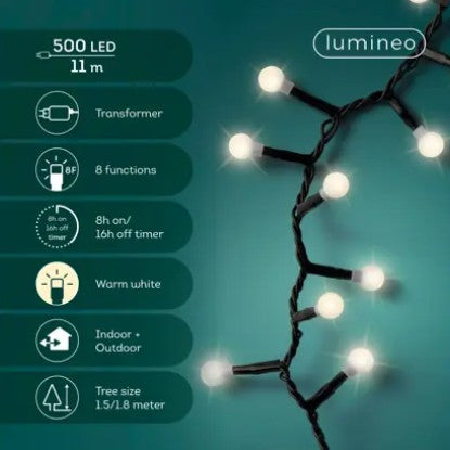 Kaemingk LED cherry lights gb 8 function twinkle effect outdoor Black / Warm White 1100cm