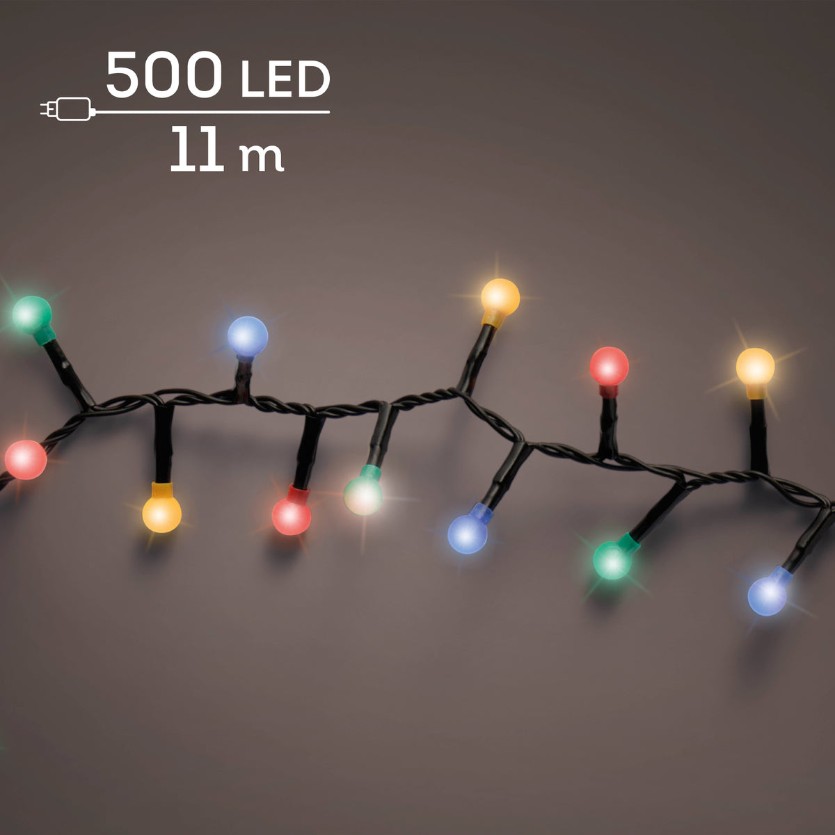 Kaemingk LED cherry lights gb 8 function twinkle effect outdoor Black / Multi Coloured 1100cm