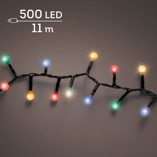 Kaemingk LED cherry lights gb 8 function twinkle effect outdoor Black / Multi Coloured 1100cm