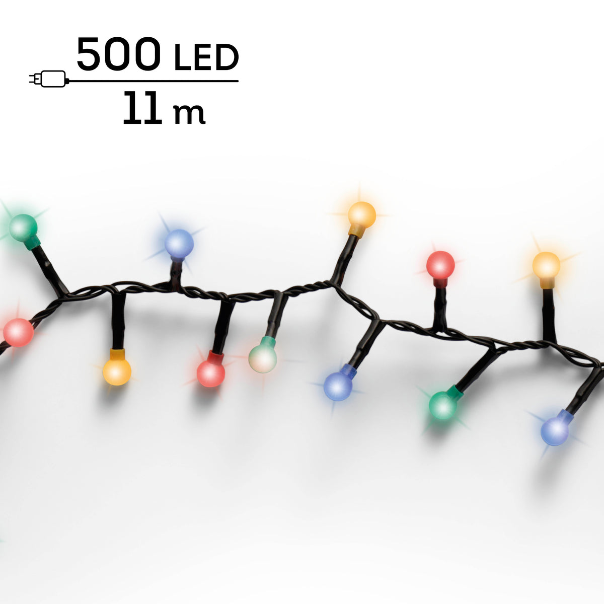 Kaemingk LED cherry lights gb 8 function twinkle effect outdoor Black / Multi Coloured 1100cm