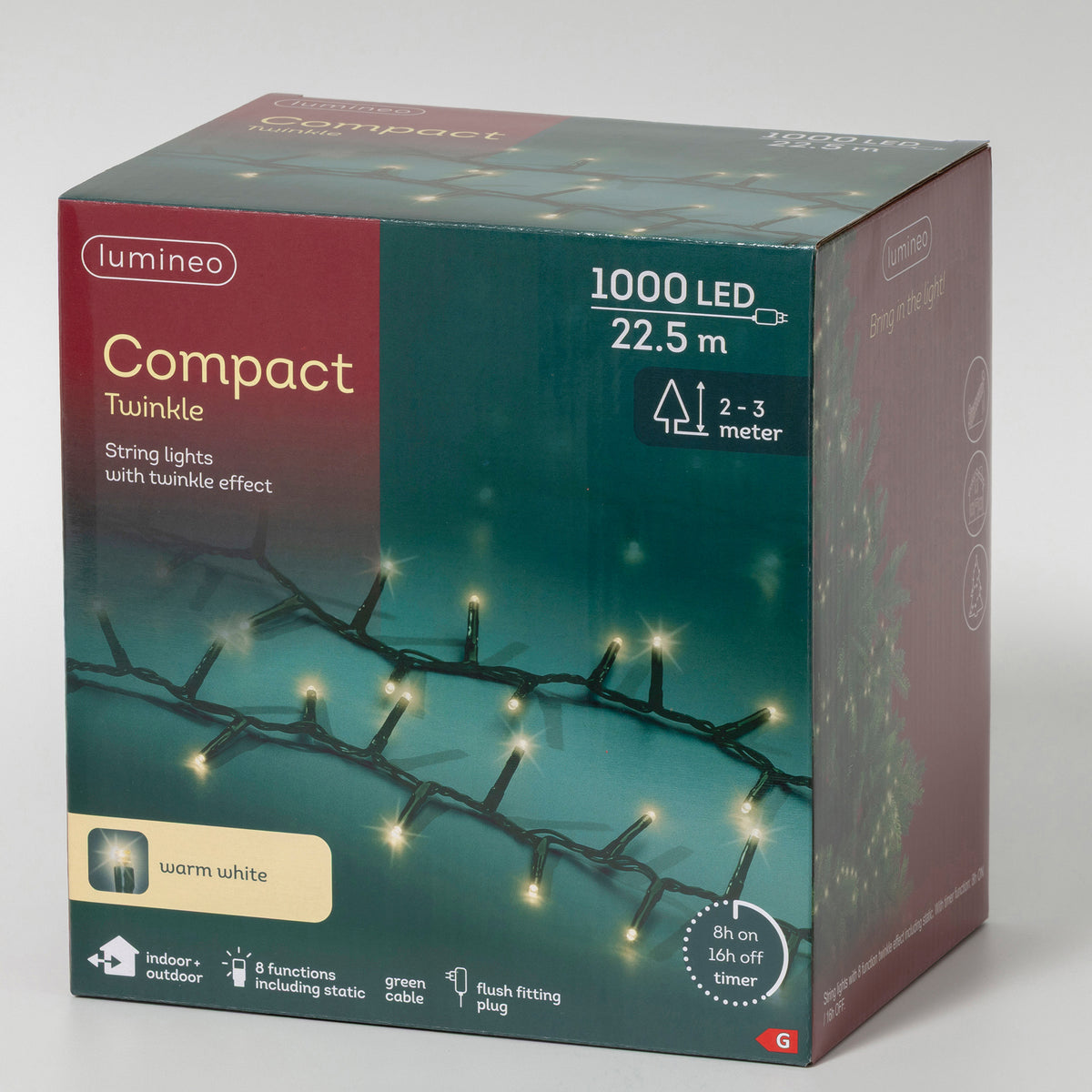 Kaemingk LED Compact Lights 2250cm 8 Function  Green/Warm White