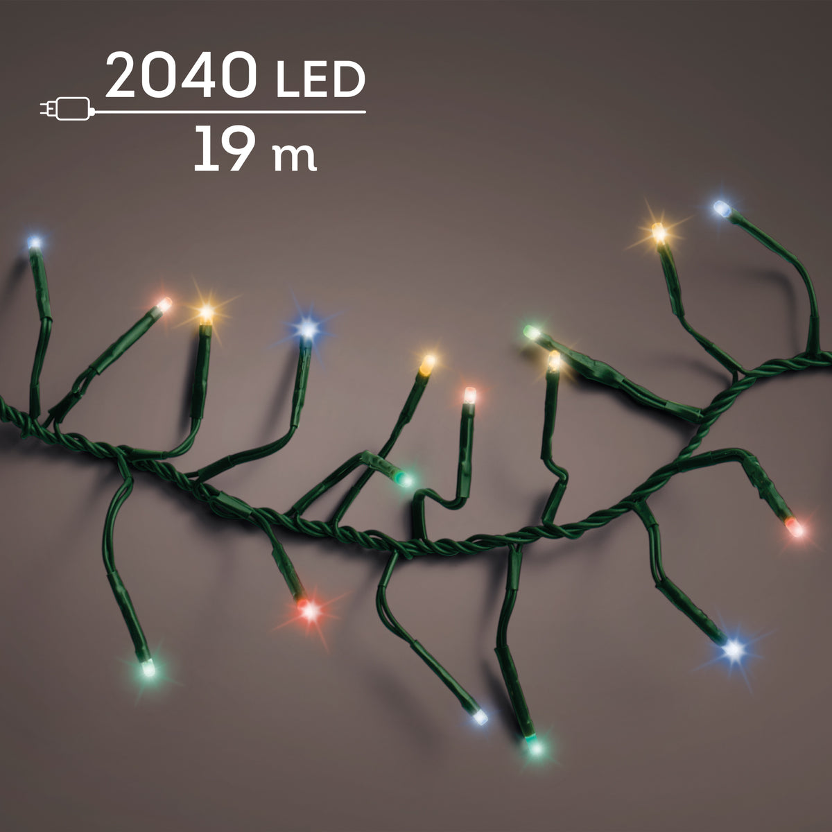 Kaemingk LED Multicoloured Cluster Lights 8 Function Twinkle Effect Outdoor - 19M