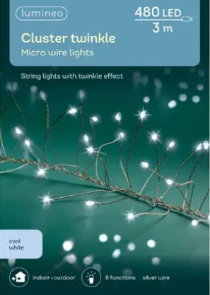 Kaemingk Micro LED Cluster Lights Function Twinkle Effect Outdoor L300cm cool/White