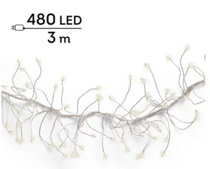 Kaemingk Micron LED Compact Lights Gb8 L600cm - Silver/multi Function Twinckle Effect Outdoor