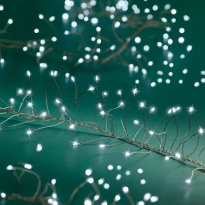 Kaemingk Micro LED Cluster Lights L300cm Silver/Cool White Twinkle Effect