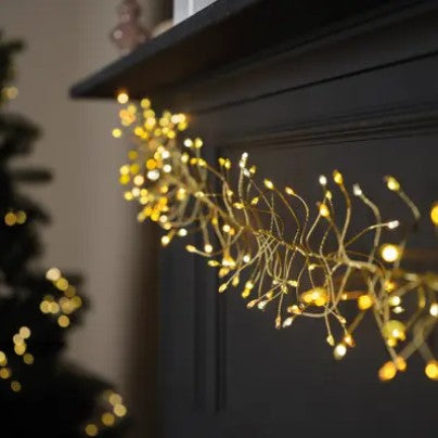 Kaemingk Micro LED Cluster Lights 600cmTwinkle Effect Outdoor L600cm Gold Warm/ White Classic Warm