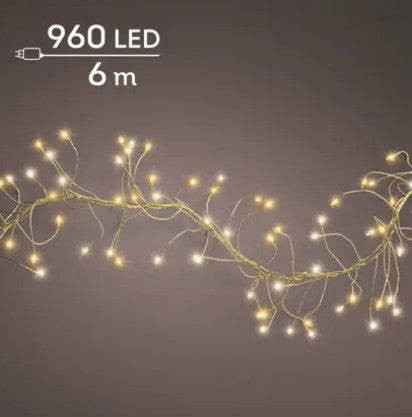 Kaemingk Micro LED Cluster Lights 600cmTwinkle Effect Outdoor L600cm Gold Warm/ White Classic Warm