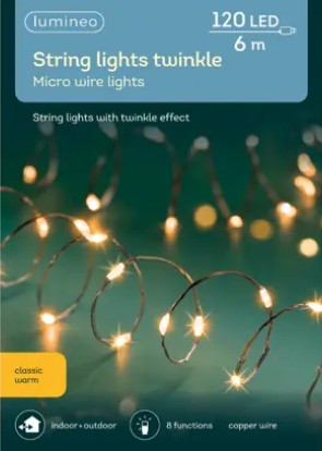 Kaemingk Micro LED Compact Lights 600cm 8 Function Twinkle Effect Outdoor Silver/Rainbow