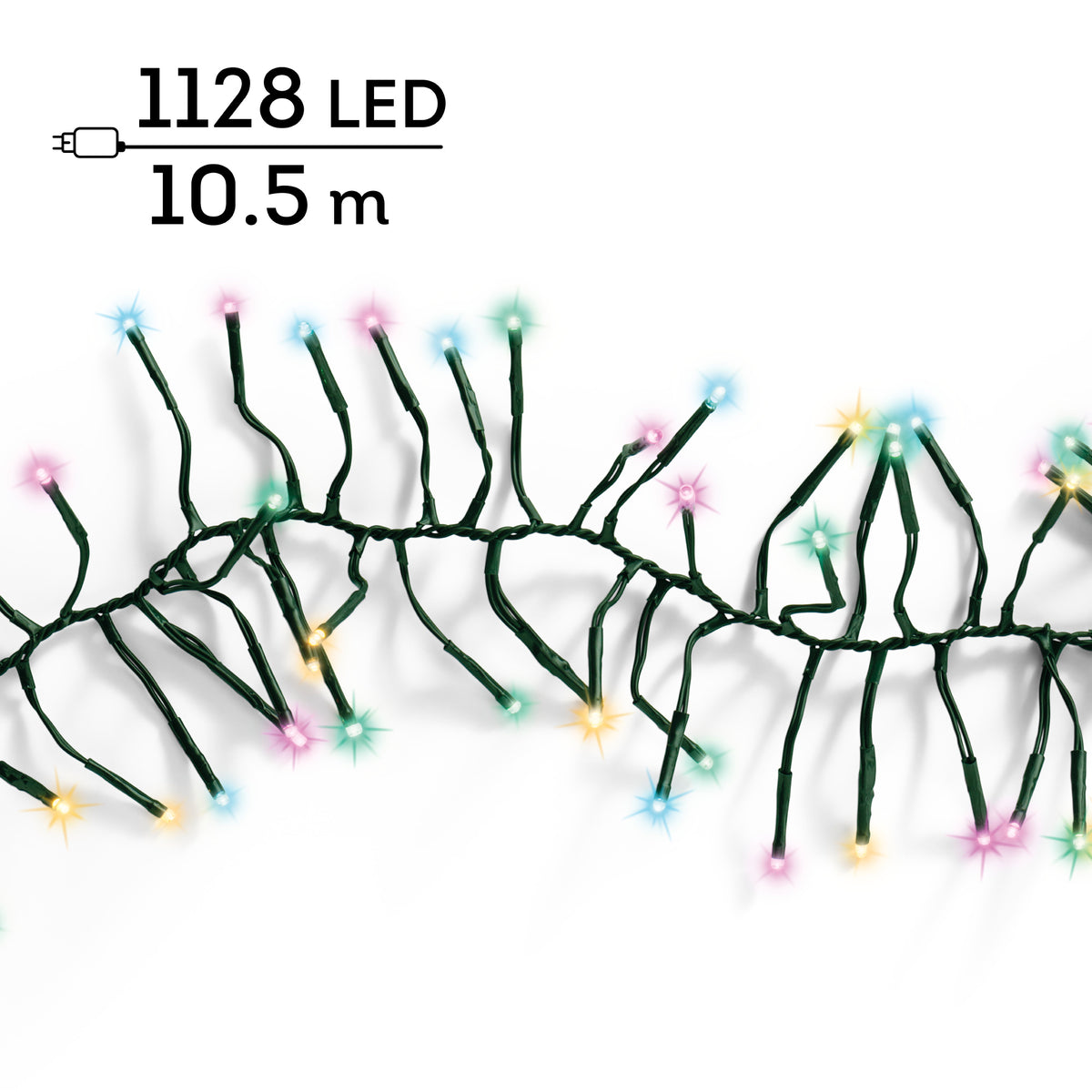 Kaemingk - Cluster Twinkle - Soft Multi Colour - 1128 LED Lights - 10.5m - Indoor/Outdoor