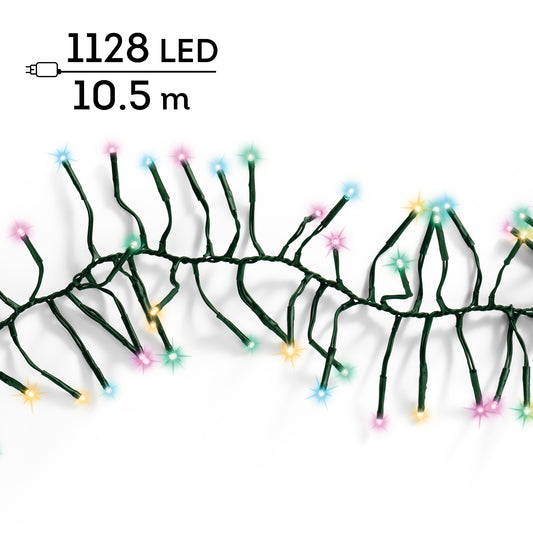 Kaemingk - Cluster Twinkle - Soft Multi Colour - 1128 LED Lights - 10.5m - Indoor/Outdoor
