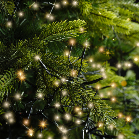 Kaemingk LED Cluster Lights Gb 8 Function L1000cm - Twinkle Effect Outdoor 1000cm Green/ Warm White/Classic