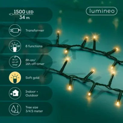Kaemingk LED Compact Lights 3400cm Outdoor 8 function twinkle soft gold