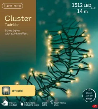Kaemingk LED Cluster Lights 8 Functions Twinkle Outdoor 1400cm