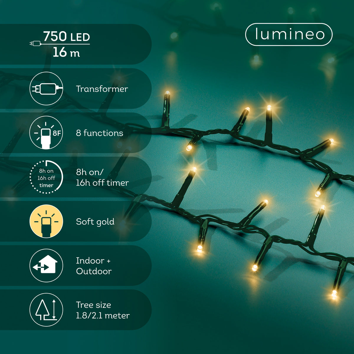 Kaemingk LED Compact Lights 8 Functions Twinkle Outside 1600cm