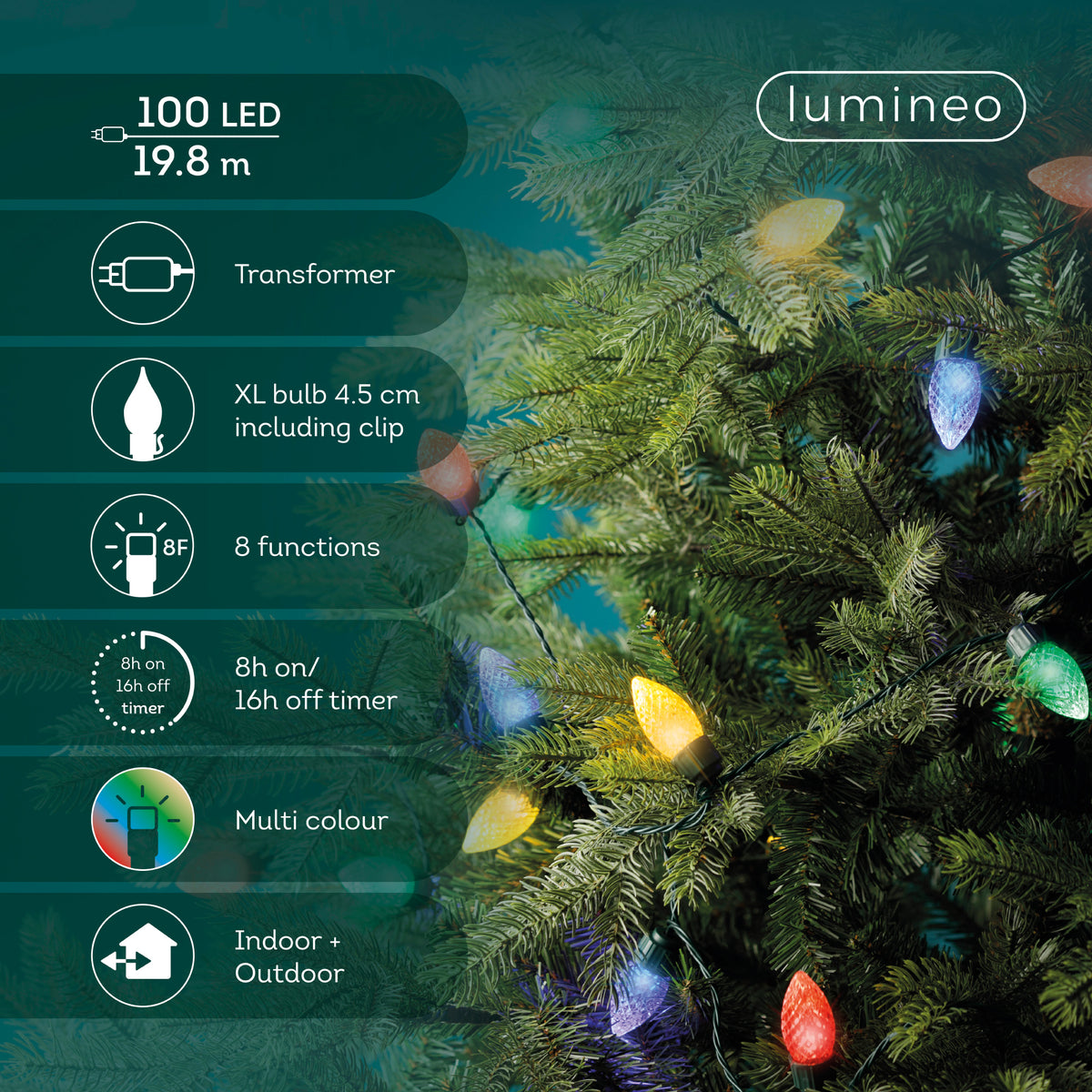 Kaemingk - Vintage Lights Twinkle 100 LED - 19.8m - Multi Colour - (IN/OUT DOOR)