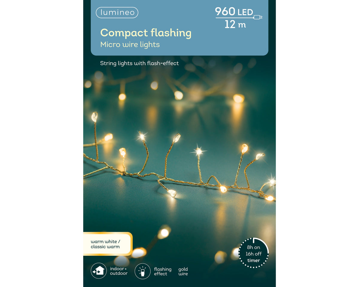 Kaemingk - Compact Flashing 960 LED Lights - 12M - (Warm White / Classic Warm)